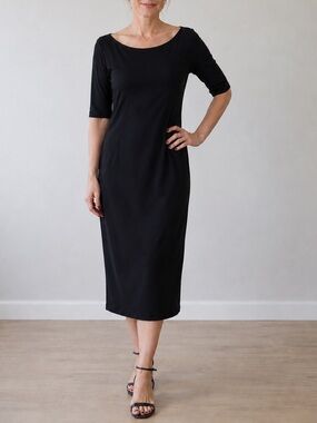 NWT Matti Mamane Minimalist Black Midi Dress. Large